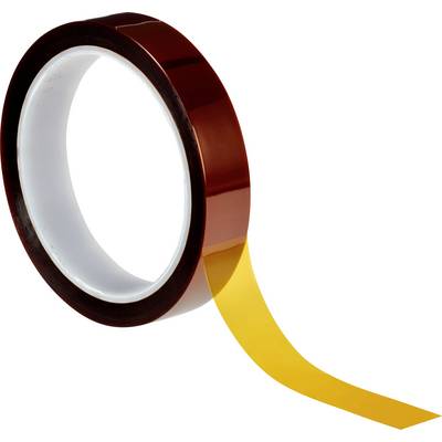 Brown sticky tape on a roll, just unrolled, with a yellow strip visible, suitable for packaging or sealing purposes.