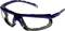 Safety glasses with a dark blue frame and clear lenses. They provide side protection and are suitable for work in hazardous environments.