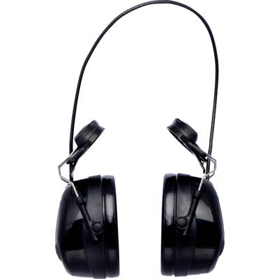 Black ear defenders with padded ear cups and an adjustable headband, designed to isolate noise in loud environments.
