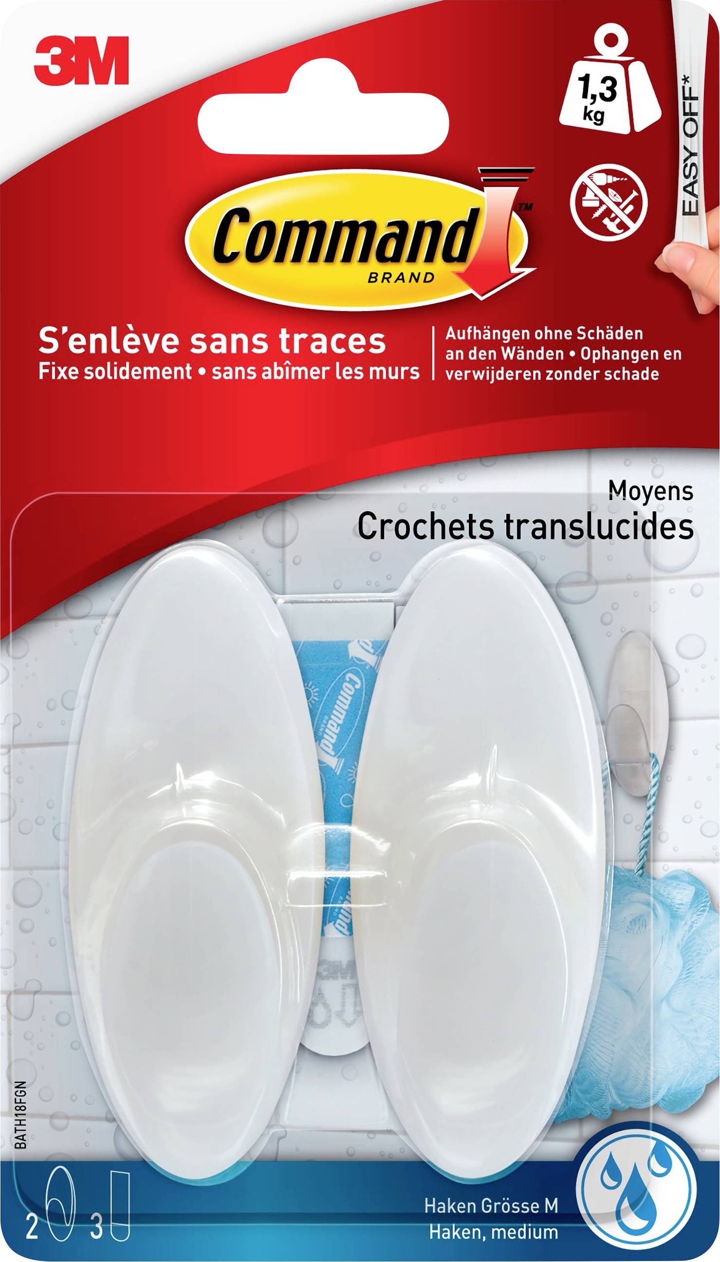 3M Command™ Bad medium hook (L x W x H) 86 x 35 x 29 mm White Content: 2 pc(s)