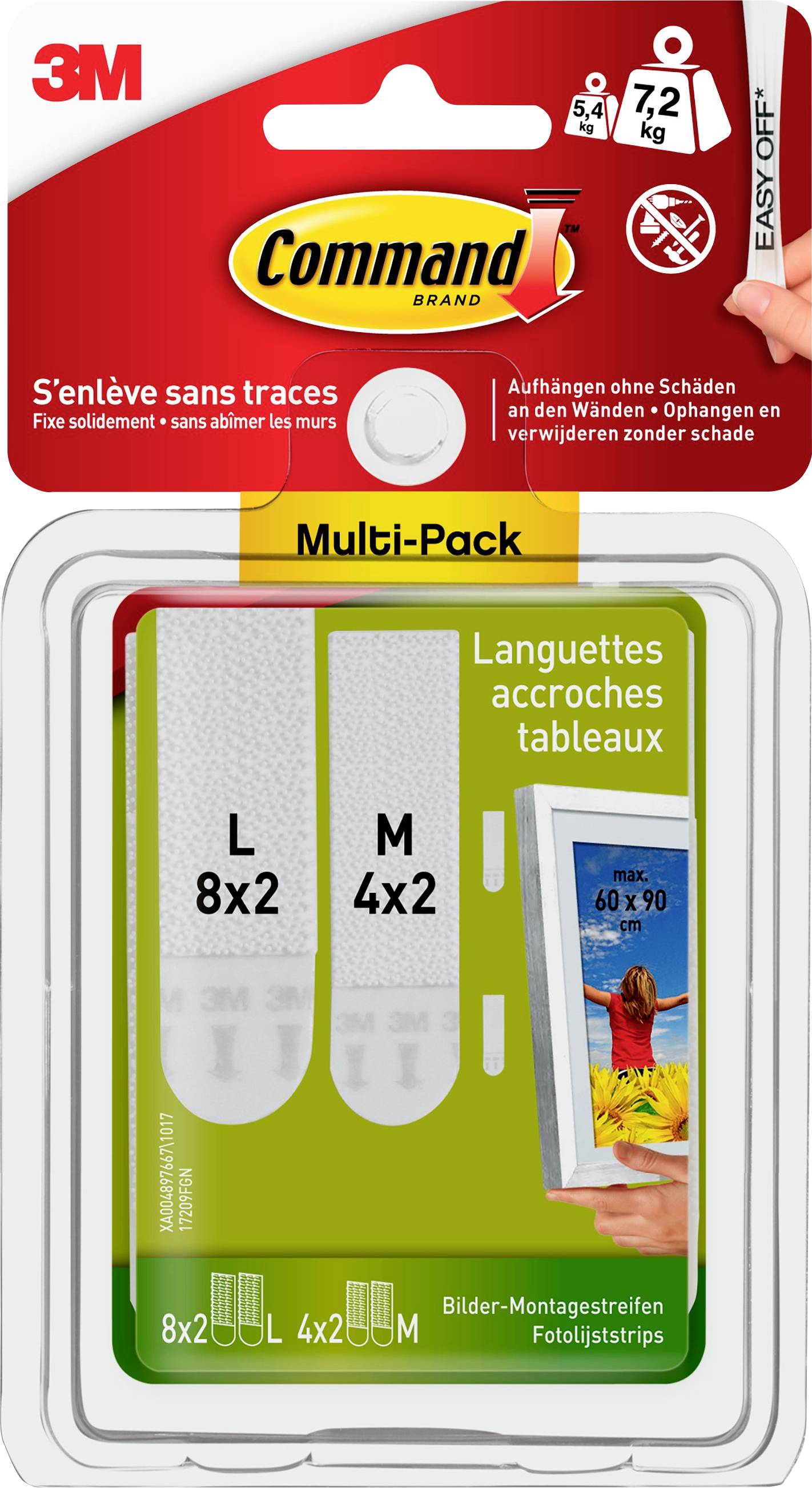 3M Command™ Picture-Mounting Strips M and L, advantage pack White Content: 12 Pair