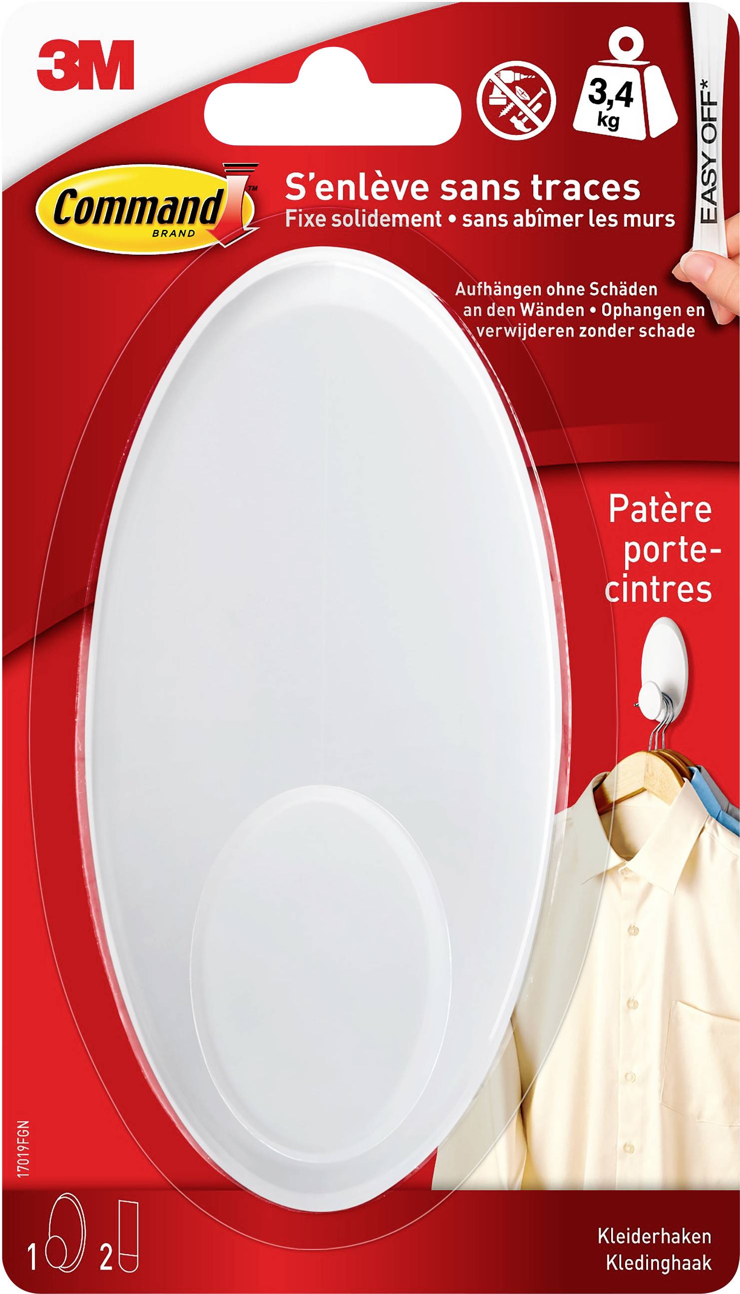 3M Command™ Dresses-Hooks (L x W x H) 127 x 64 x 41 mm White Content: 1 pc(s)
