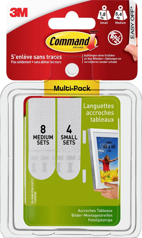 3M Command™ Image-Mounting Strips S and M, advantage pack White Content: 12 Pair