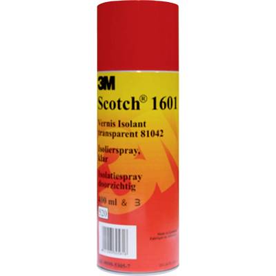 A red spray can with the label '3M Scotch 1601'. The product is a transparent insulating spray with 400 ml contents.