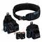 Tool bag set with belt and two batteries. Contains multiple pockets for tool storage. Brand 'Bosch'. Ideal for tradespeople.