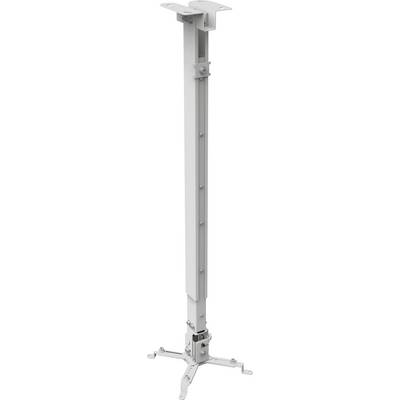 Metal ceiling mount, height-adjustable, mounted on a square base. Suitable for projectors or TV devices.