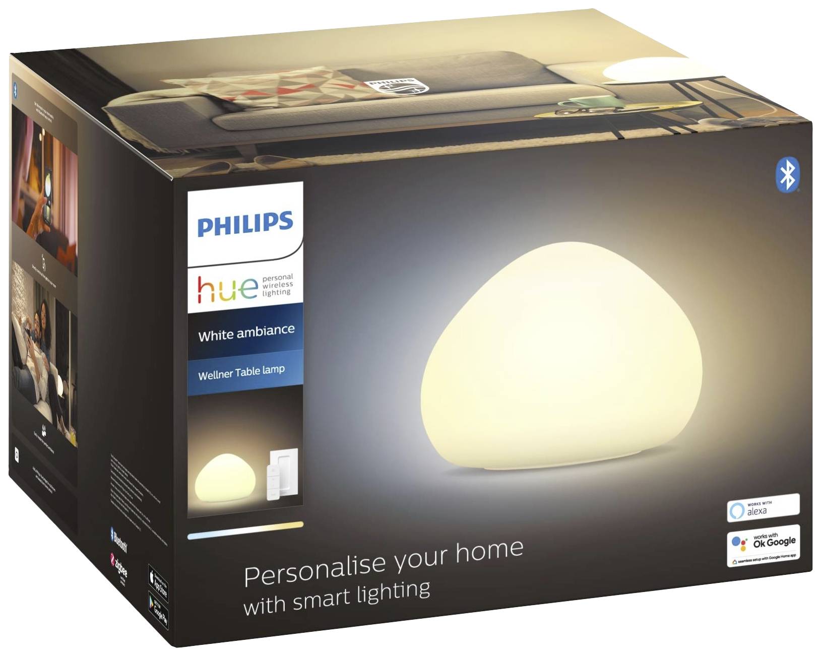 Hue LED table light 871951434139500 EEC: F (A - G) Hue White Amb. Wellner Tischleuchte weiß 806lm inkl. Dimmschalter E-27 8 W EEC: F (A - G)