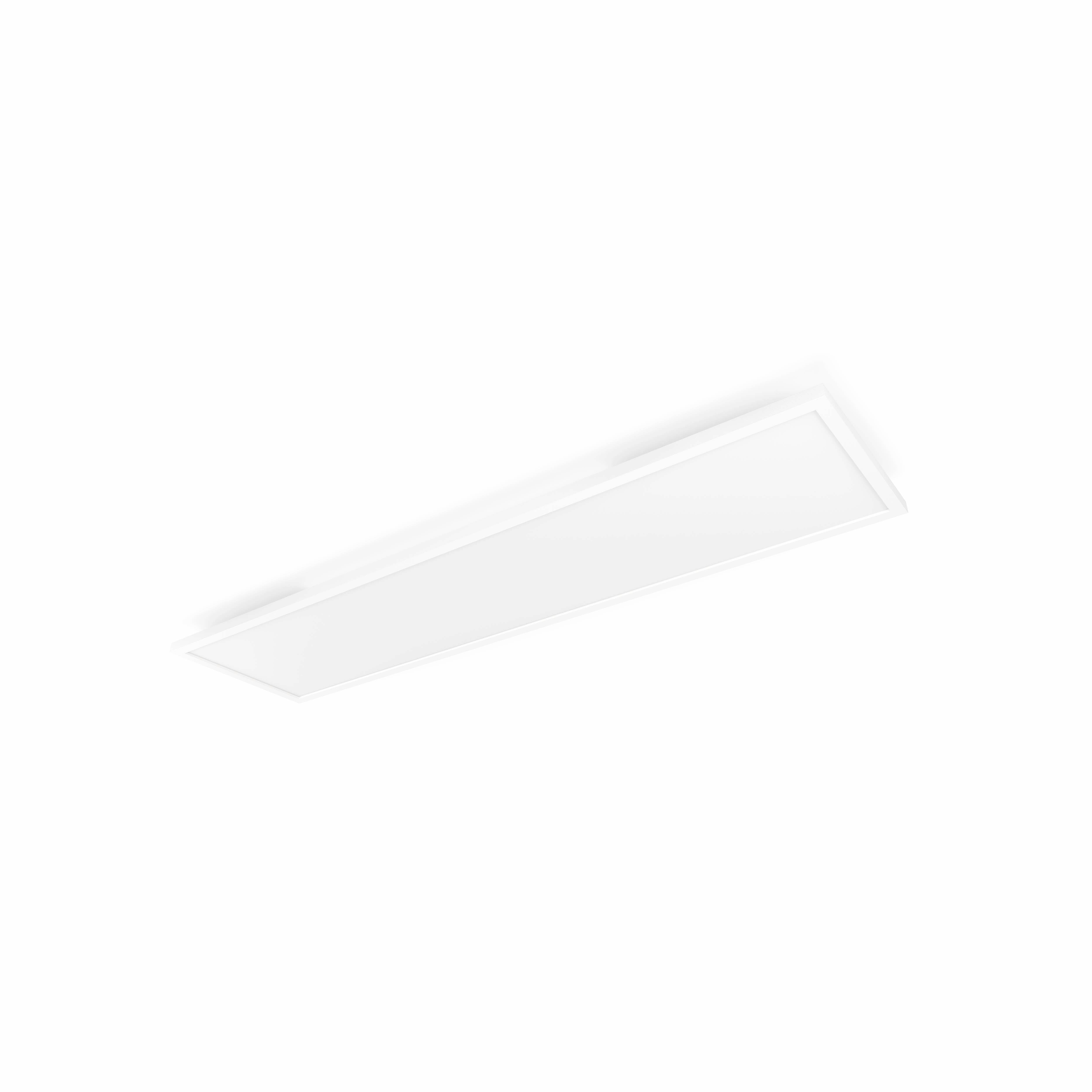 Rectangular white ceiling light, designed in a modern and minimalist style. Suitable for illuminating interior spaces.