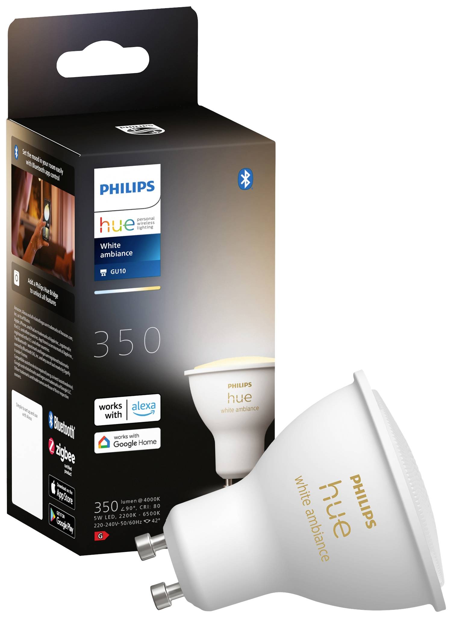 Philips LED LED light bulb 871951433990300 EEC: G (A - G) Hue White Ambiance GU10 Einzelpack 350lm GU10 4.3 W Warm white-2