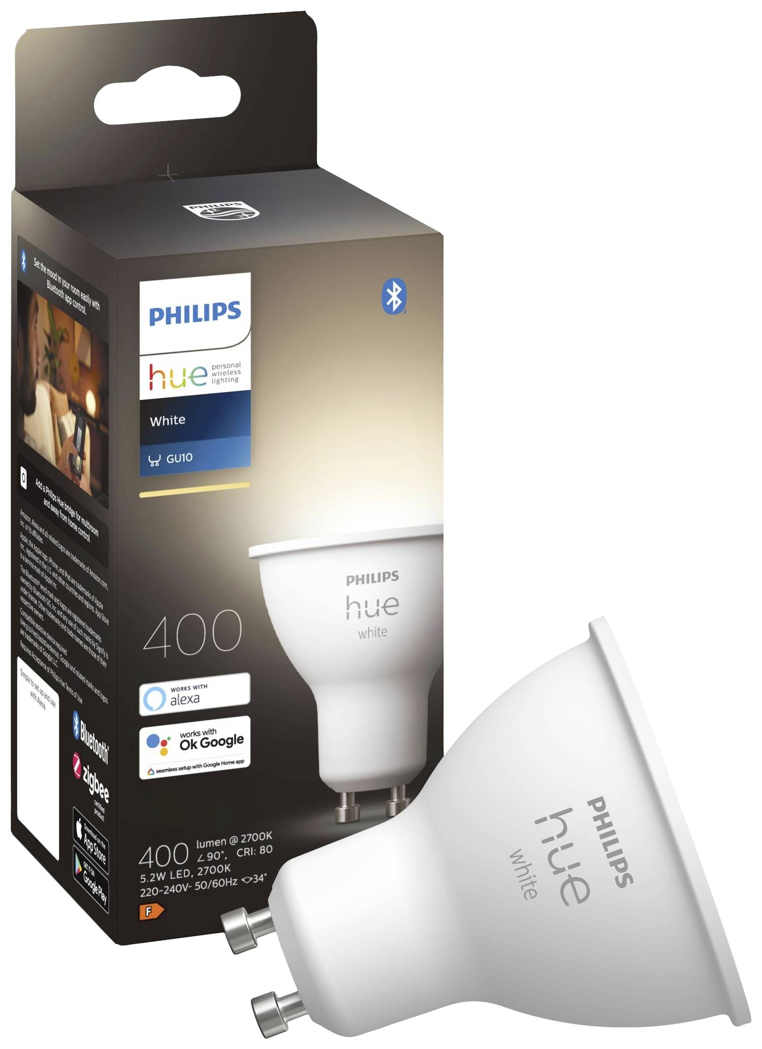 Philips LED LED light bulb 871951434006000 EEC: F (A - G) Hue White GU10 Einzelpack 400lm GU10 5.2 W Warm white EEC: F (-1