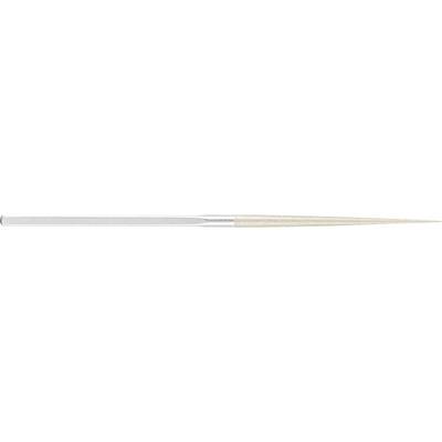 Close-up of a ballpoint pen tip with a silver casing and metal nib.