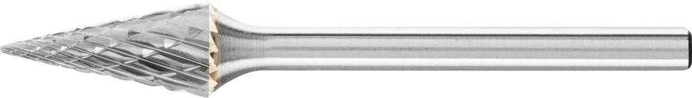 A conical metal milling pin with a diamond-shaped pattern for grinding or machining hard materials. Suitable for precision cutting work.