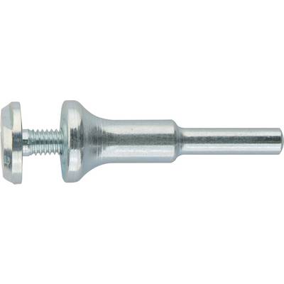 Metal component with thread and slender extension, horizontally aligned. Used for mechanical applications or fastenings.