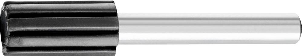 Black and silver spanner, side view. The handle is black, the shaft silver and smooth.