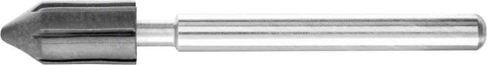 Metal drill bit with a pointed tip and smooth shaft, horizontally aligned, on a white background.
