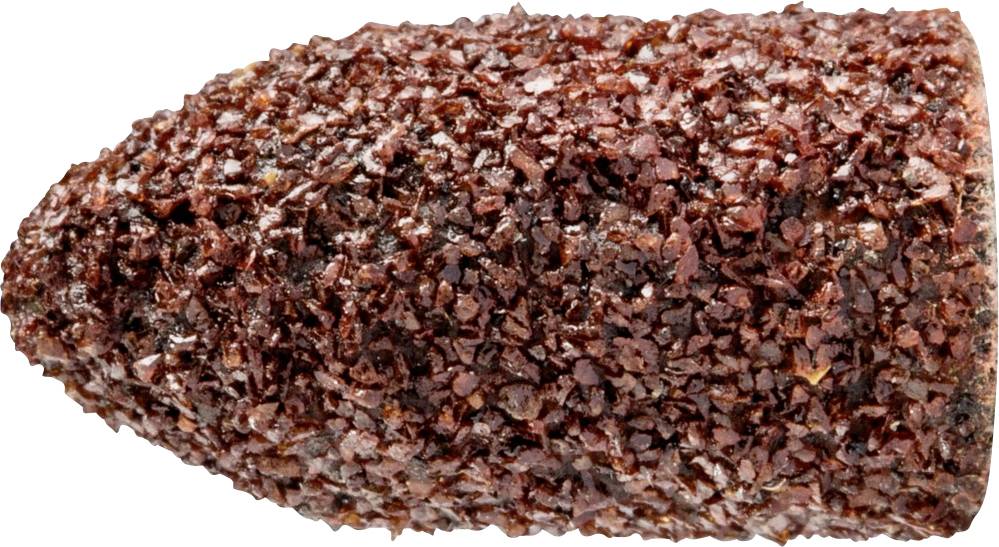 A brown, coarse-grained sphere with an irregular surface, showing a texture of crystals or granules, in close-up.