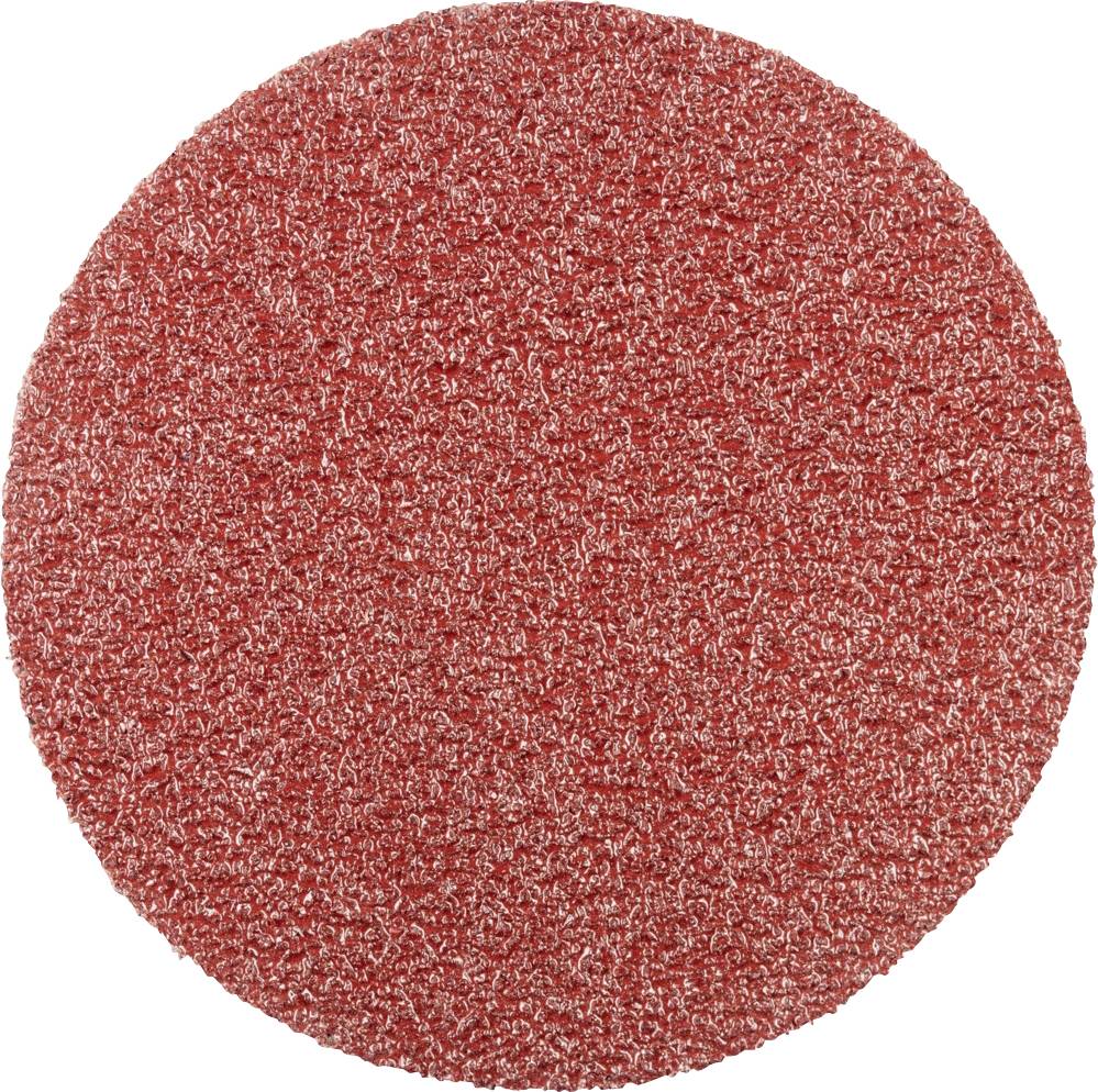 Red grinding wheel pad with rough texture and circular shape, suitable for grinding work.