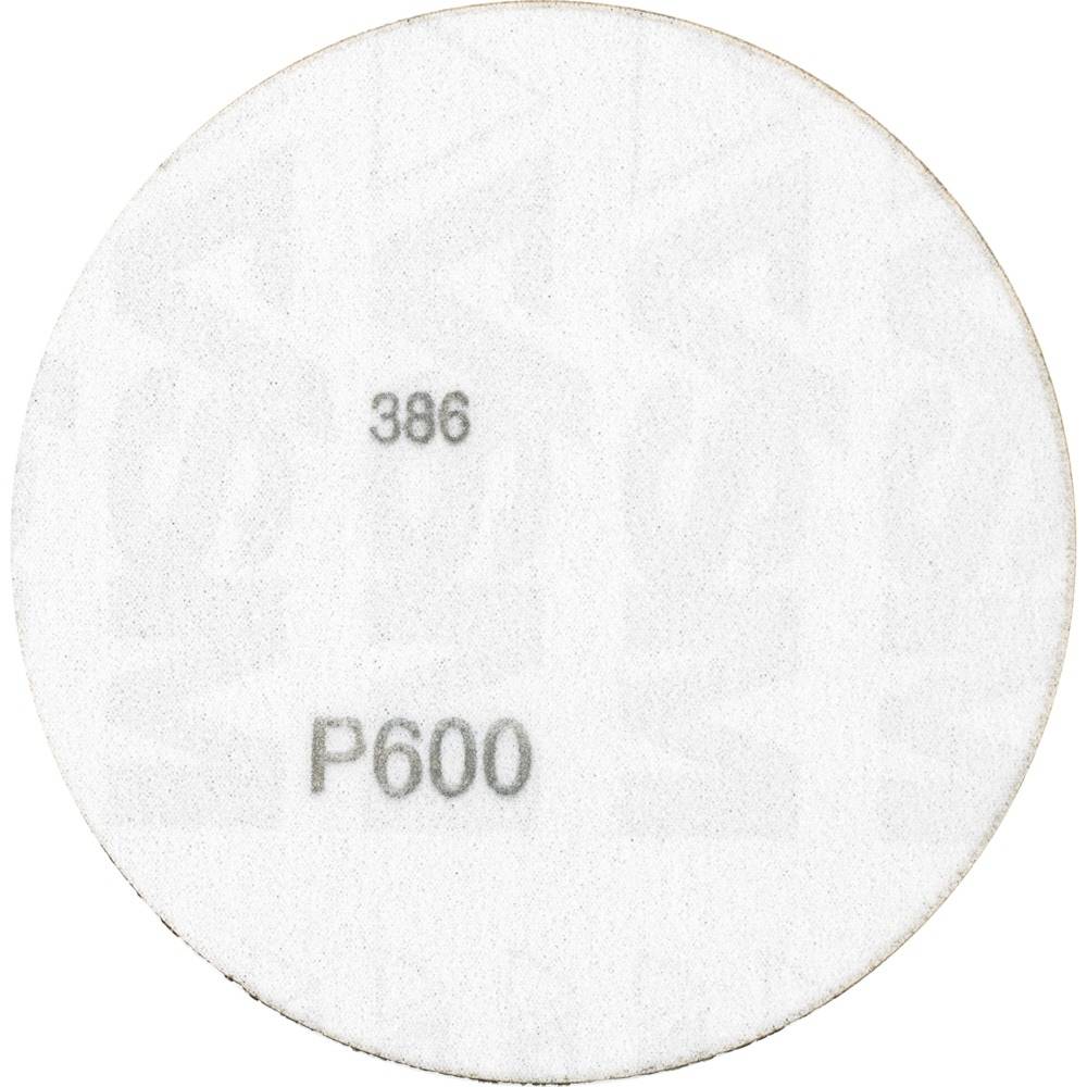 Circular sandpaper sheet with 'P600' grit in the centre. '386' is written at the top.