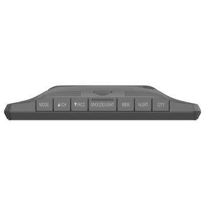 The image shows a series of buttons on a device. The buttons are labelled 'MODE', '▲/CH', 'RCC', 'SNOOZE/LIGHT', 'MEM', 'ALERT' and 'CITY'.