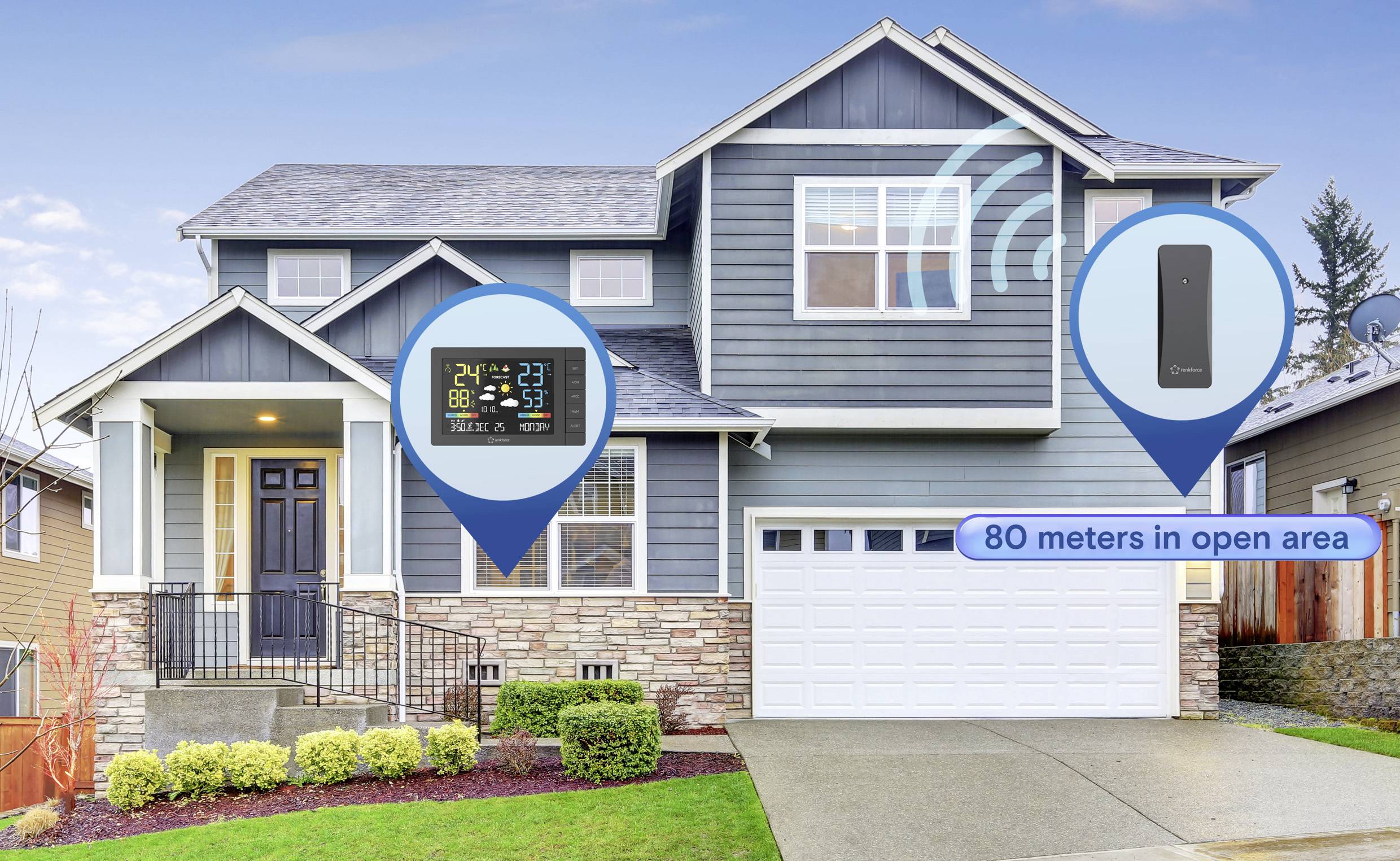 Renkforce RF-4883632 Digital weather station Max. number of sensors 3 pc(s)