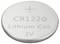 Silver button cell battery with the inscription 'CR1220 Lithium Cell 3V'.
