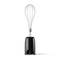 An electric hand mixer with stainless steel beaters on a black base, suitable for mixing and whisking ingredients in the kitchen.