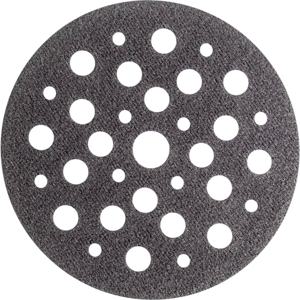A sanding paper with multiple round holes of different diameters, arranged in a circular configuration for sanding machines.