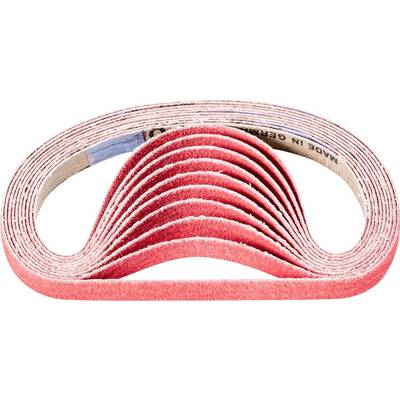 Stacked red ribbon bands, intertwined with each other, display a wavy pattern.