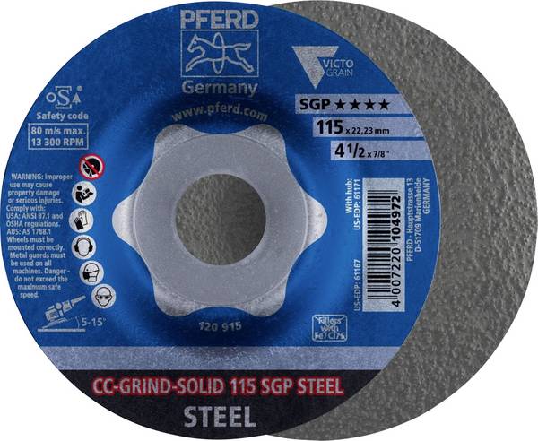 PFERD TOOLS 64187116 Grinding disc Diameter 115 mm Grit size=36 10 pc(s)