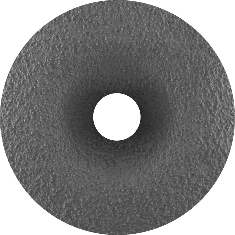 A round grinding wheel with a rough surface and central opening.