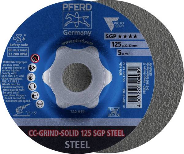PFERD TOOLS 64187126 Grinding disc Diameter 125 mm Grit size=60 10 pc(s)