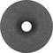 Grinding wheel with a rough, circular surface and a hole in the centre, primarily in black colour. Suitable for metalworking.