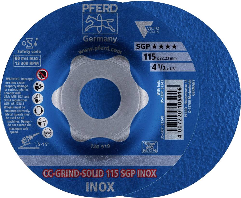 PFERD TOOLS 64189115 Grinding disc Diameter 115 mm Bore diameter 22.23 mm 10 pc(s)-0
