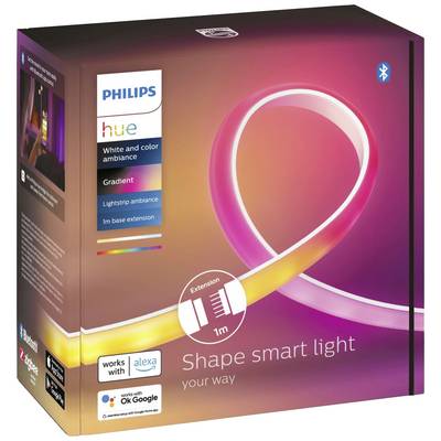 'Philips Hue White and Color Ambiance' Light Strip, 1m Extension, Gradient Light, Compatible with Alexa and Google.