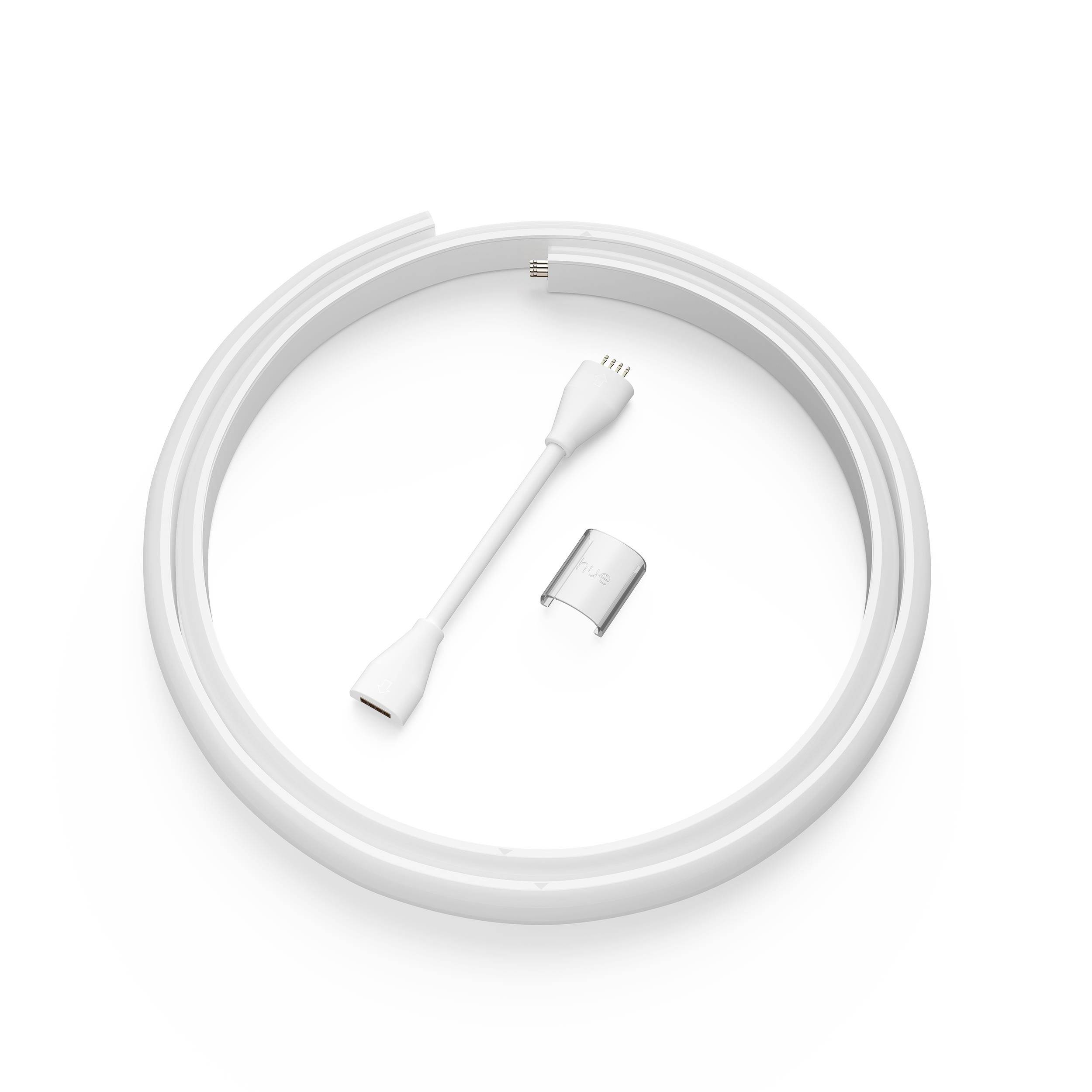 USB charger with a flexible cable and separately detachable magnetic plug, lying on a white background.
