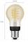 'Philips Hue LED light bulb, 60 mm diameter, 115 mm height, spiral LED filament, black fitting.'
