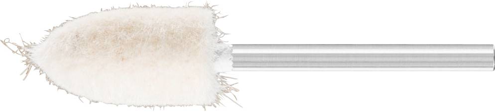 Nail polishing attachment with a rounded, beige felt head on a metallic shaft, designed for smooth nail buffing.