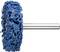 A blue grinding tool with a metal shaft, used for surface machining in the workshop.
