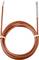 Long red cable with a metal tip, likely a sensor or temperature probe, rolled up and secured with a rubber band.
