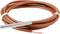 A long, red cable with a silver sensor at one end. The cable is coiled into a circle and secured at two points with rubber bands.