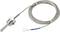 A silver-coloured temperature sensor with threaded connection and insulated cable, for temperature monitoring in technical applications.