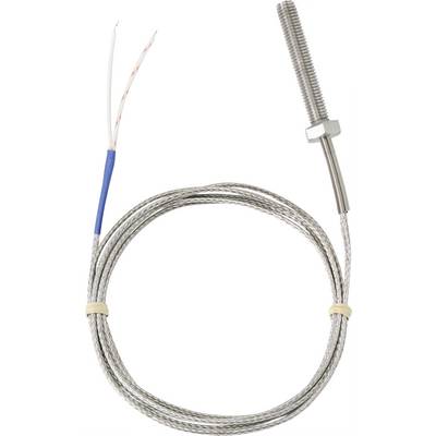 A coiled cable with exposed wires at one end and a metallic screw connector at the other end, possibly a sensor.