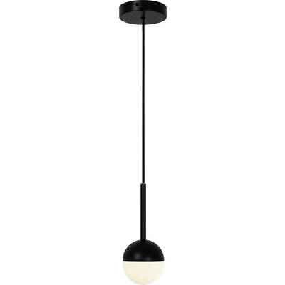Black hanging light with a spherical lampshade and a long, thin cable. Perfect for modern interiors.