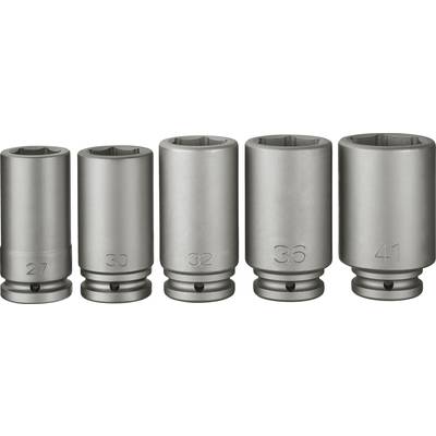 Five metallic socket keys of different sizes, labelled with the numbers 27, 30, 32, 36 and 41, arranged side by side.