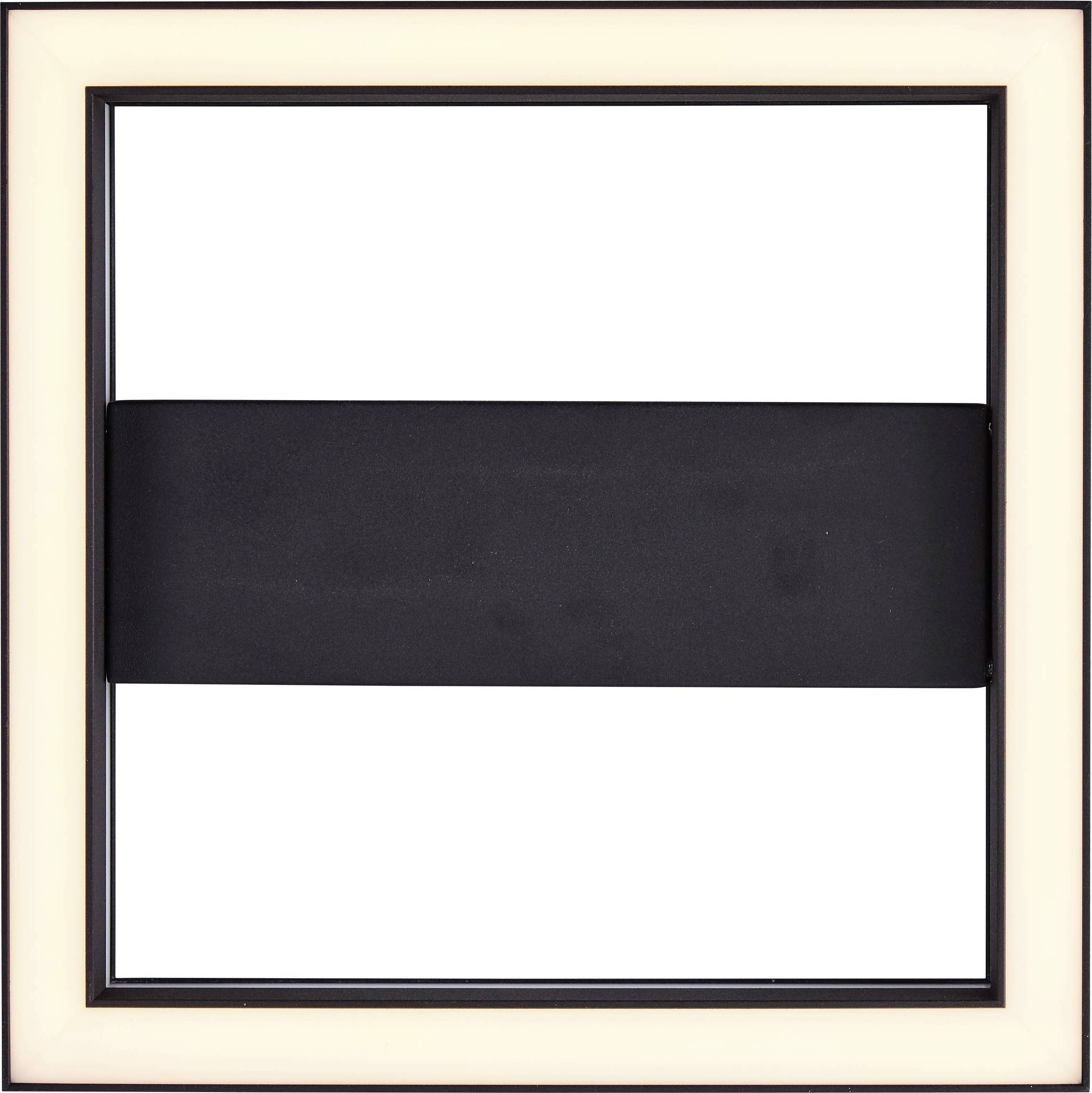 A square picture frame with a wide, black, horizontal central stripe. The background is white.