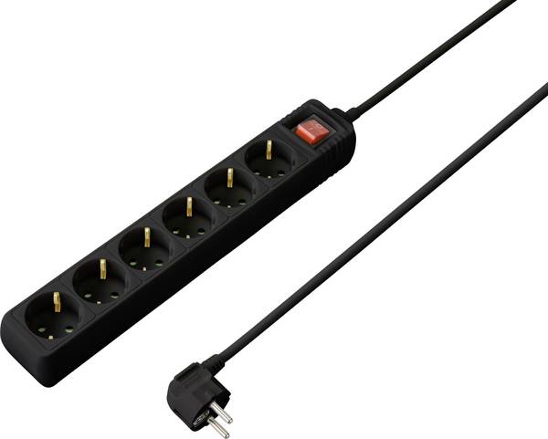 Sygonix SY-4891002 Power strip (+ switch) 6x Black PG connector 1 pc(s)