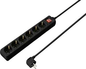 Sygonix SY-4891006 Power strip (+ switch) 6x Black PG connector 1 pc(s)