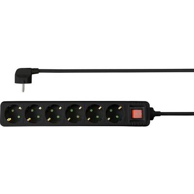 Multi-socket extension lead with six outlets and an on/off switch, power plug located top left. Perfect for connecting multiple devices.