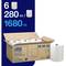 Box of six white paper towel rolls, each 280 metres long; total 1,680 metres. Product: Tork Matic, for dispensing systems.