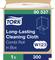 Cardboard box containing Tork Long-Lasting Cleaning Wipes Combi Roll. Contains 300 wipes. Designed for versatile cleaning tasks.